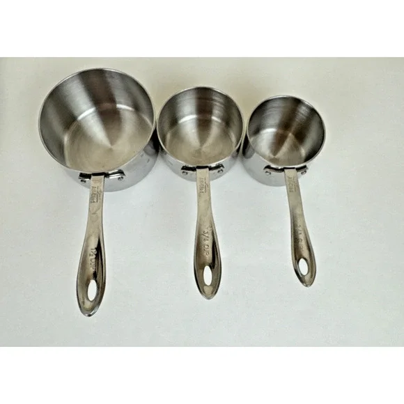 All-Clad Stainless Steel 3 piece Measuring Cup Set 1 -1/2, 3/4, 2/3 cup - Picture 7 of 13